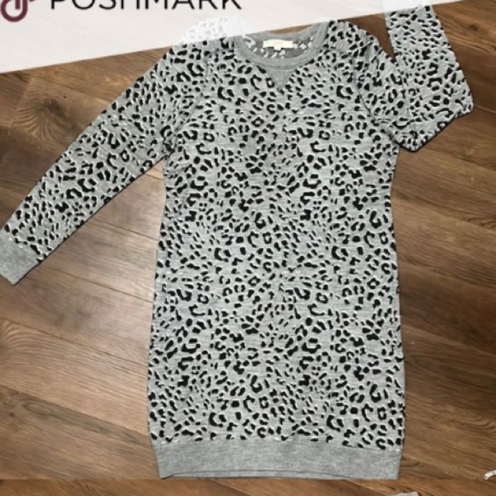 Cheetah print sz L Loft black gray dress